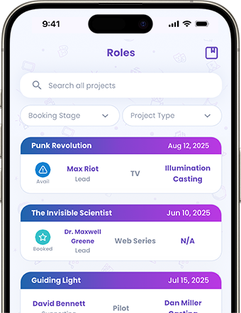 Phone showing the roles page on the app