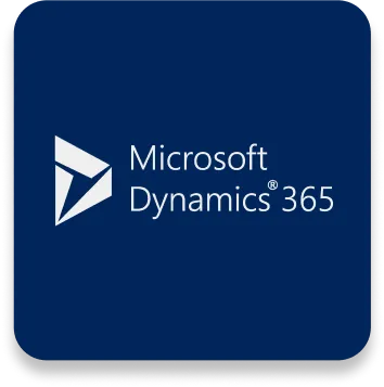 Microsoft Dynamics 365 logo with a blue background.