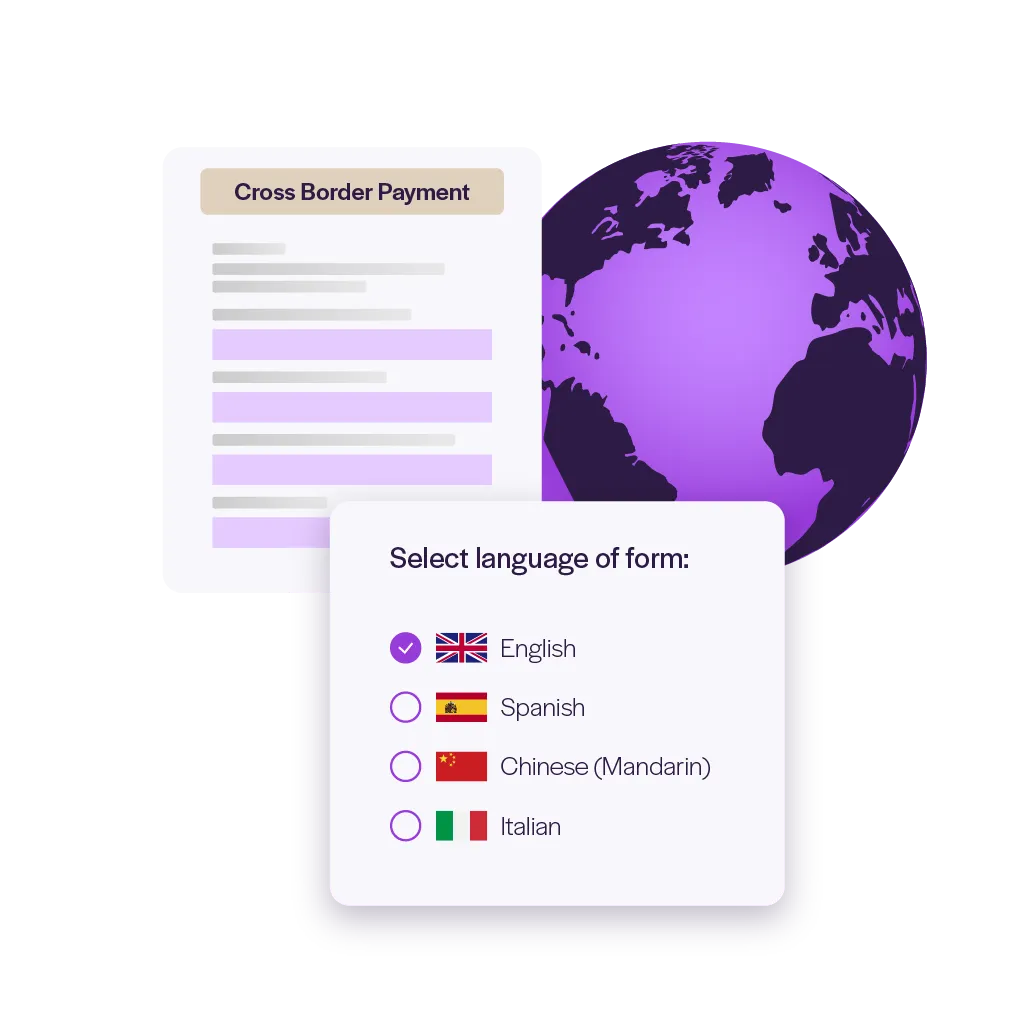 Multilingual cross-border payment forms support regulatory compliance across jurisdictions and different languages.