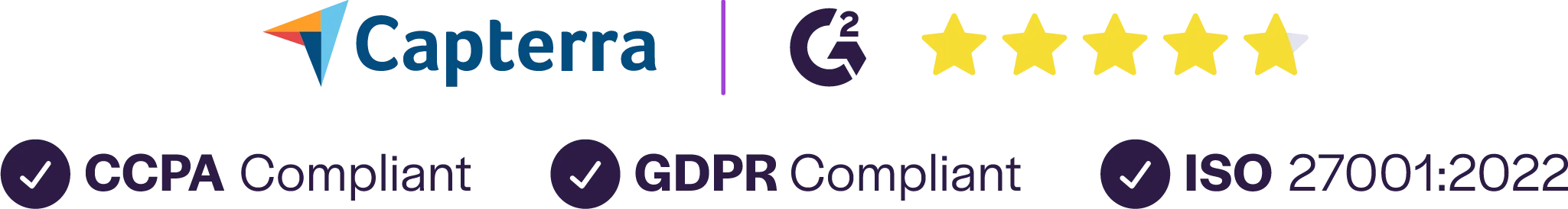 OnBoard by MVSI customer rating with CCPA, GDPR and ISO 27001:2022 compliance credentials.