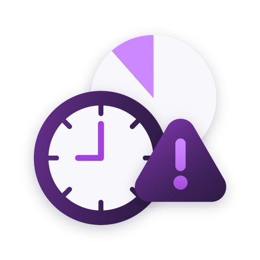 Illustration of a clock with warning icon, representing delays caused by manual review in document-heavy onboarding.