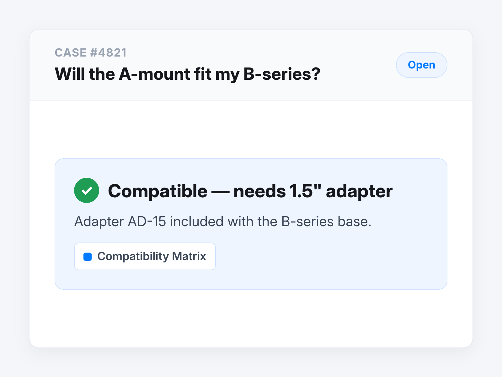 A service answer grounded in the same governed product record