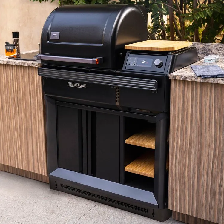 a barbecue grill with a counter top and a grill on top of it