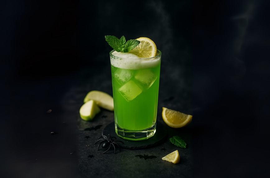 Cocktails Halloween sans alcool vert slime