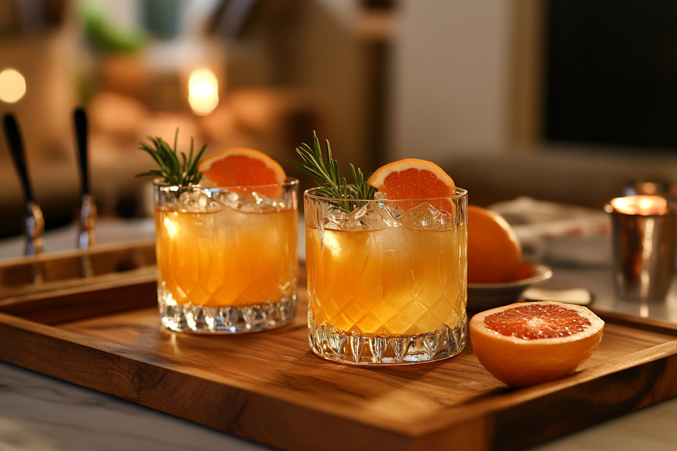 Deux cocktails servis à la maison pour un dîner de la Saint-Valentin