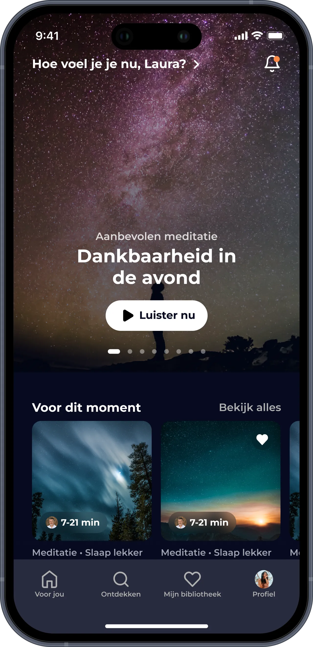 Meditation Moments home printscreen