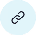 White chain link icon inside a blue circle.