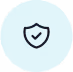 Blue circle with a shield and checkmark icon representing security or protection.