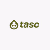 Tasc logo with stylized water droplet and text.