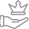 Icon of an open hand holding a crown.