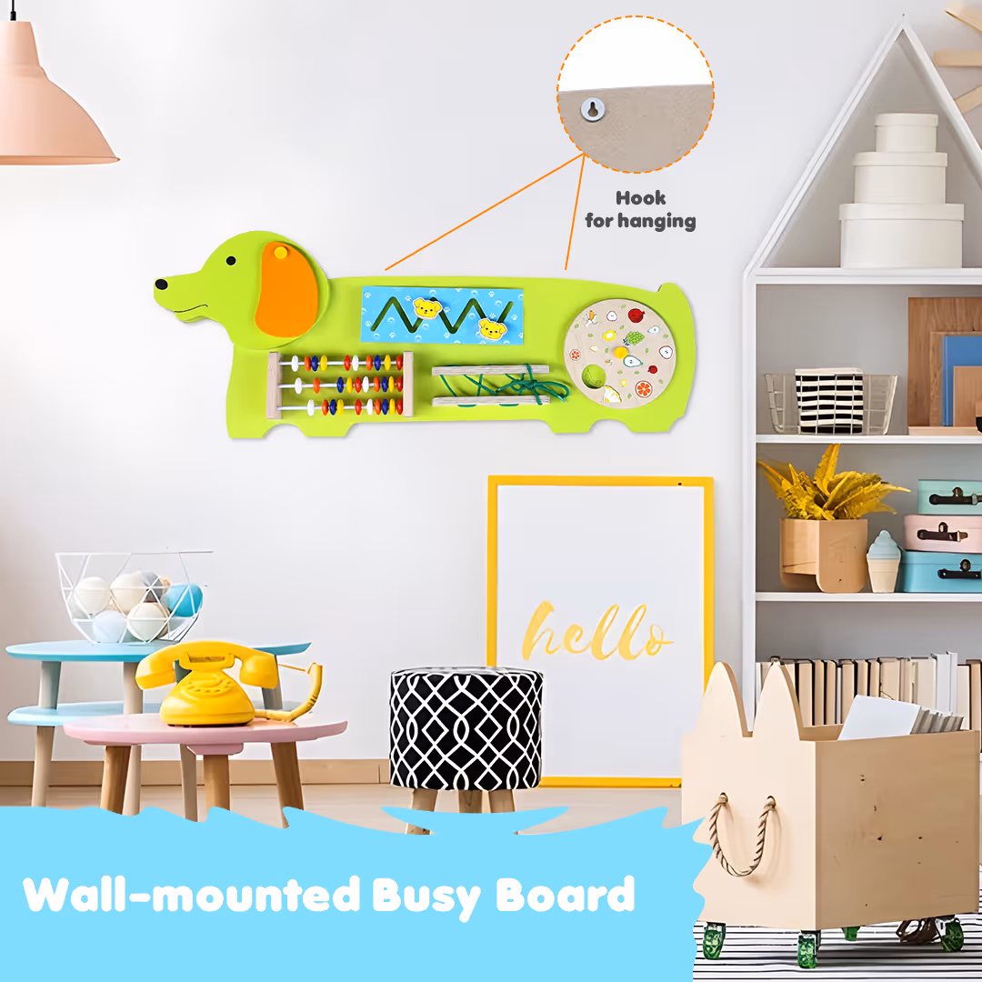 Dog-Shaped Busy Board, Wall Activity Board