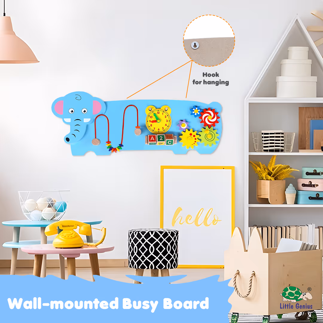 Elephant-Shaped Busy Board, Wall Activity Board
