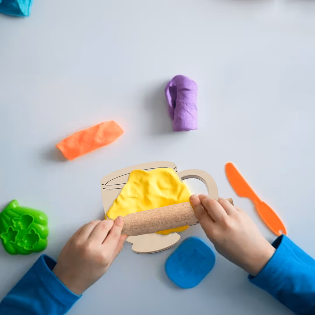 Wooden Clay Stamp & Rolling Pin Set