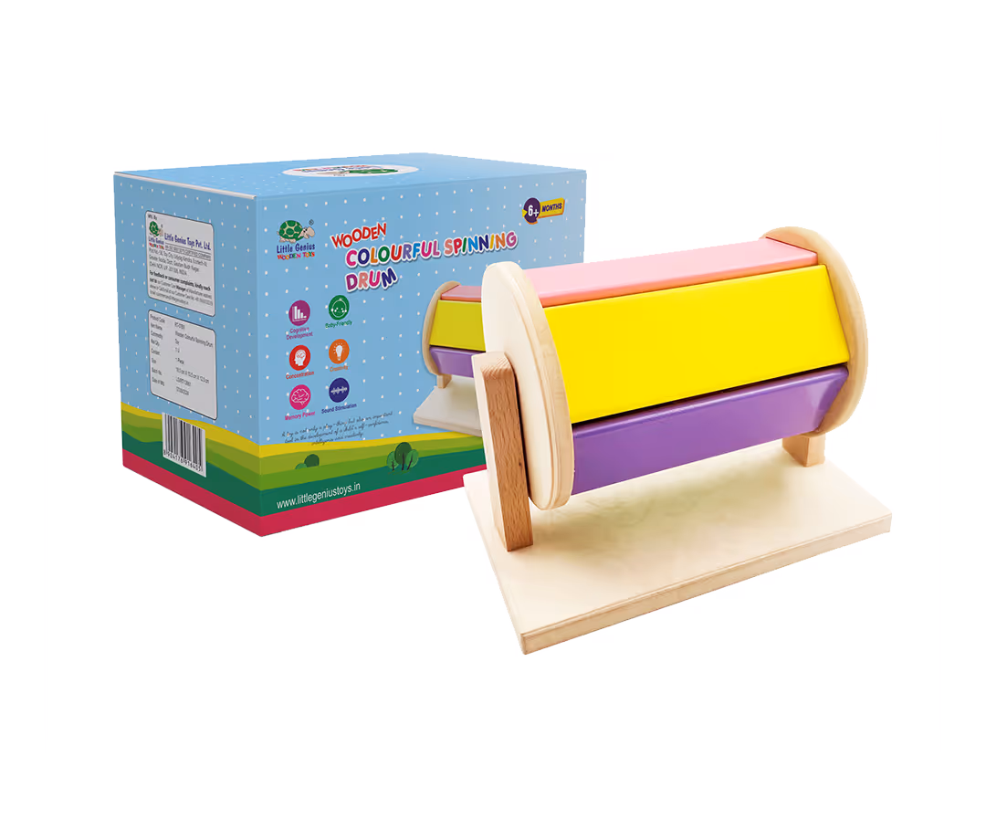 Wooden Colorful Spinning Drum