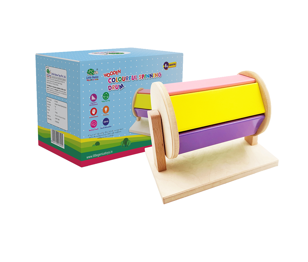 Wooden Colorful Spinning Drum