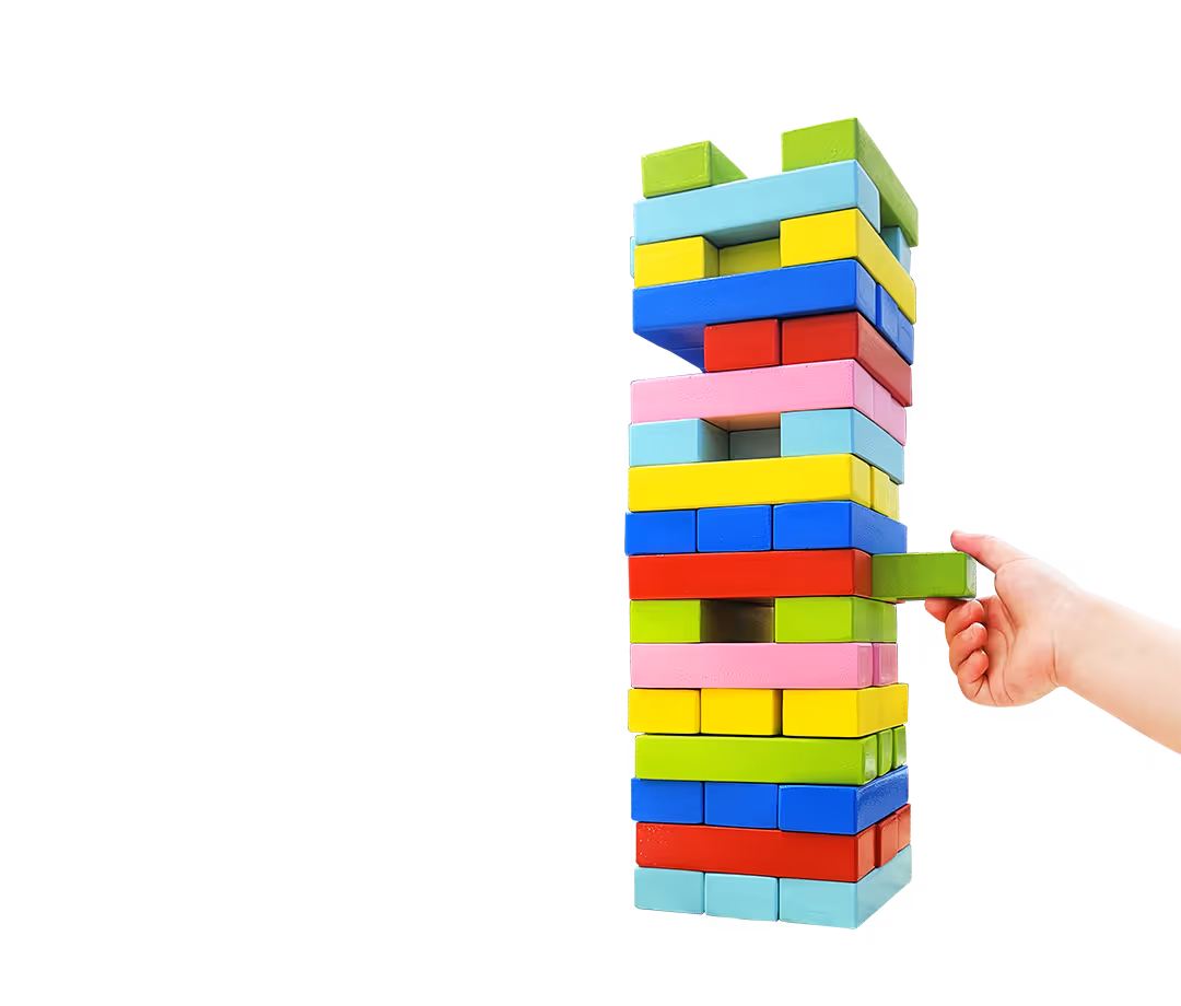 Wooden Tumbling Tower Game (Colored)