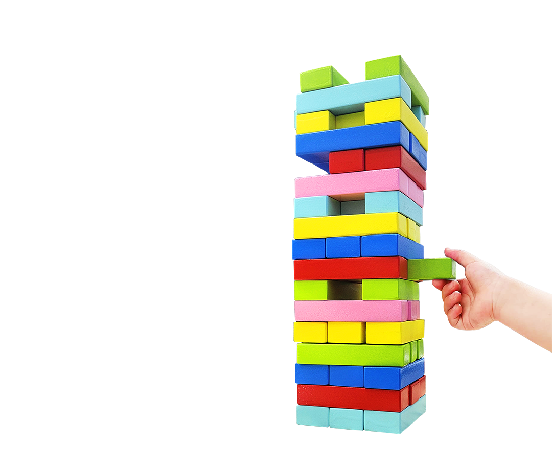 Wooden Tumbling Tower Game (Colored)