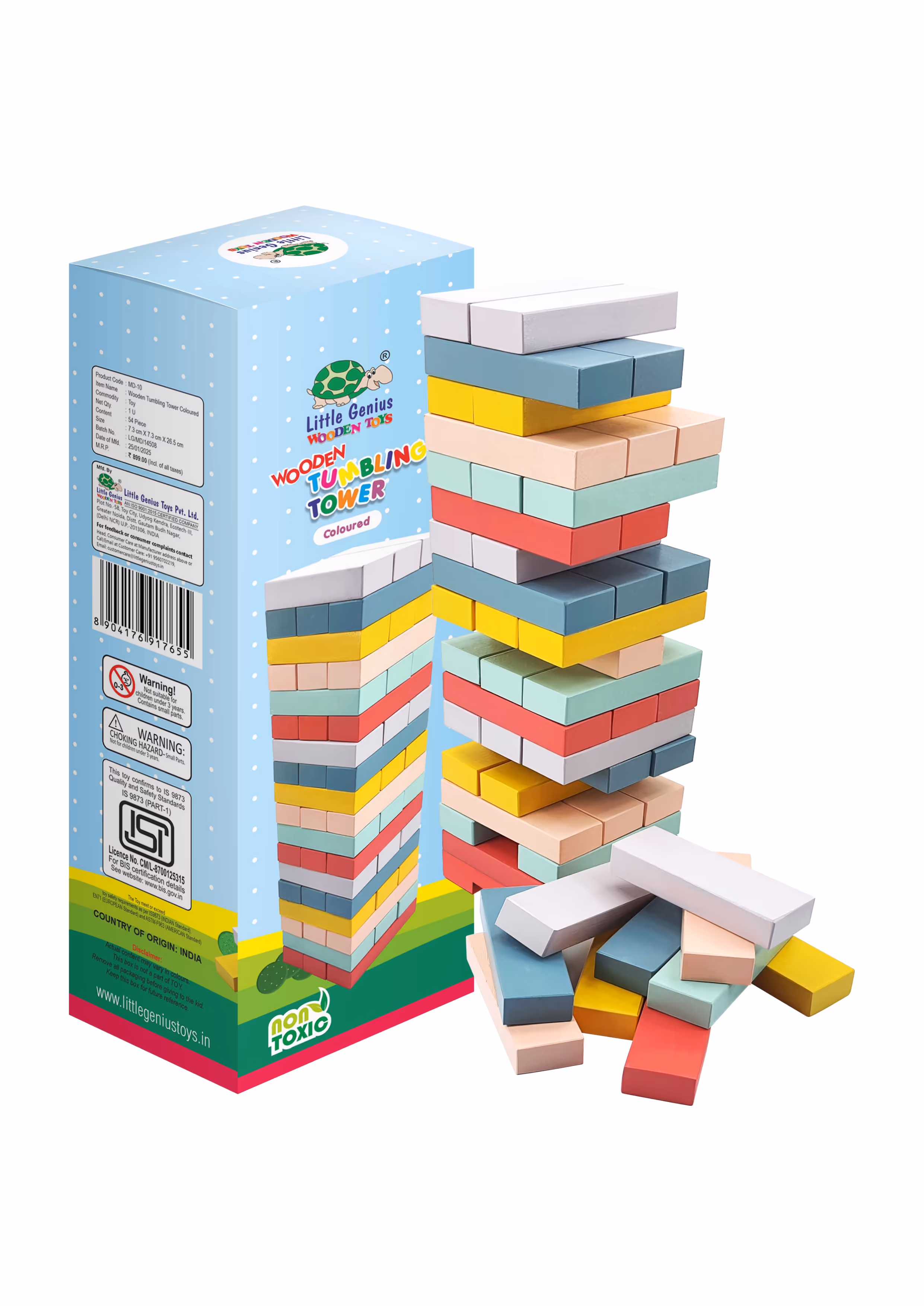 Wooden Tumbling Tower Game (Colored)