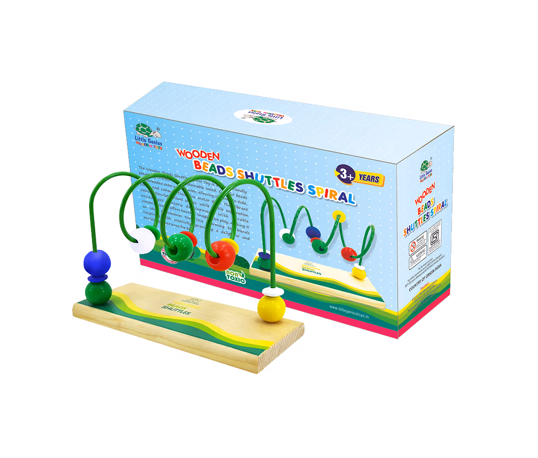 Wooden Beads Shuttles Spiral, Preschool Toys 
