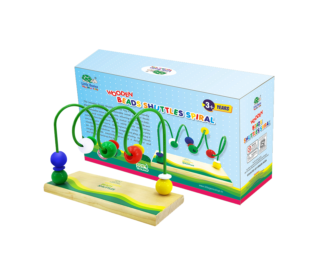 Wooden Beads Shuttles Spiral, Preschool Toys