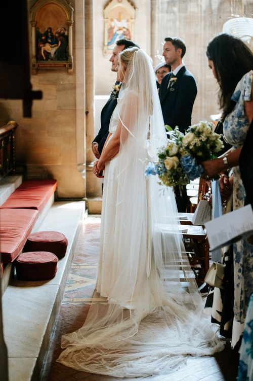 pale yellow wedding flowers at Exton park chapel, rutland wedding florist