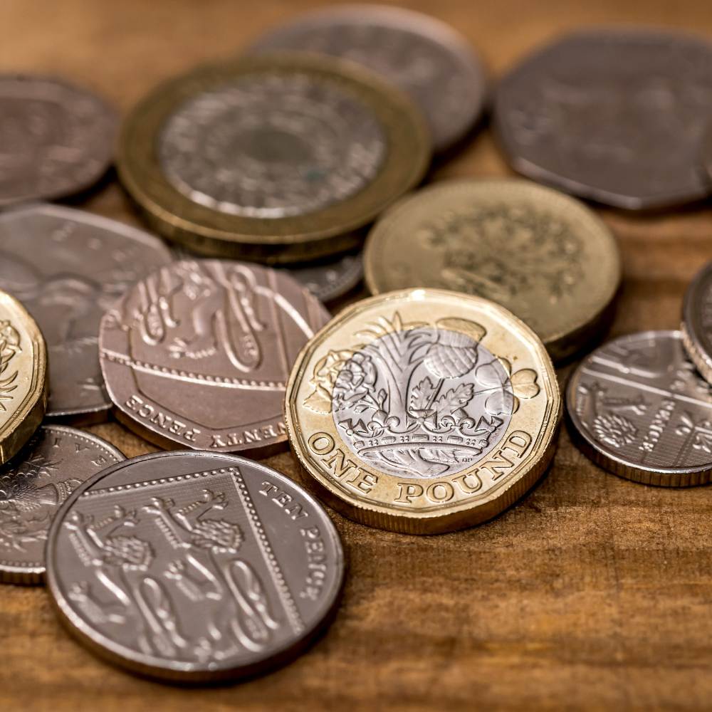 Coins on a table
