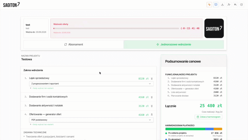 system sagiton oferty