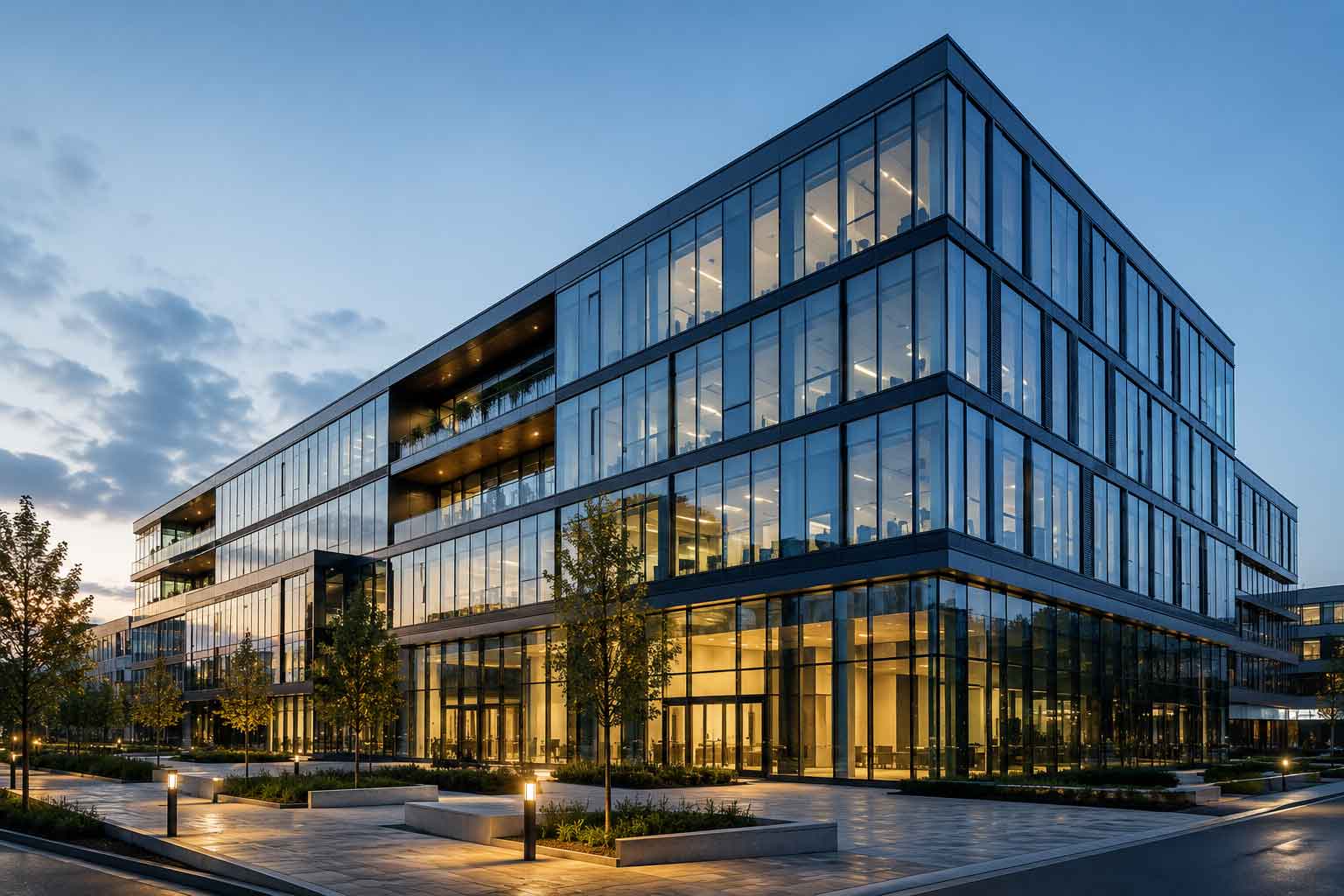 Modern office building representing integrated BIM and HVAC design coordination