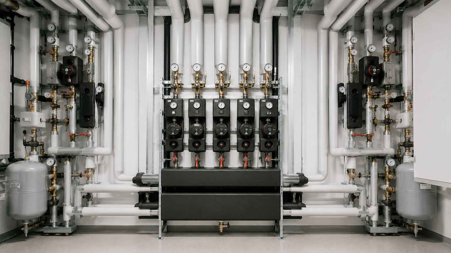 Hydronic HVAC system organised around a single source of truth for hydraulic design and operational data