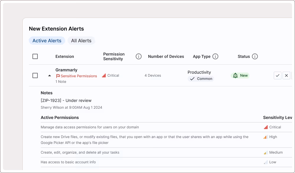 Zip's Chrome Extension Management feature
