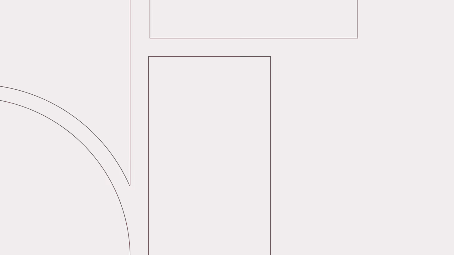 Minimalist map showing a circular area intersected by straight roads or boundaries on a pale background.