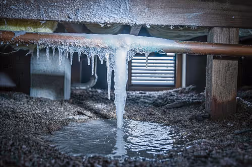A pipe that has frozen under a Dallas, TX home