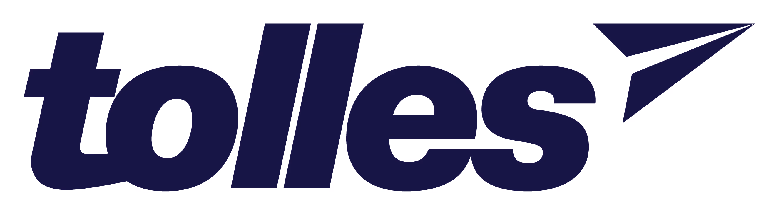 Tolles company logo in dark blue with angular graphic design