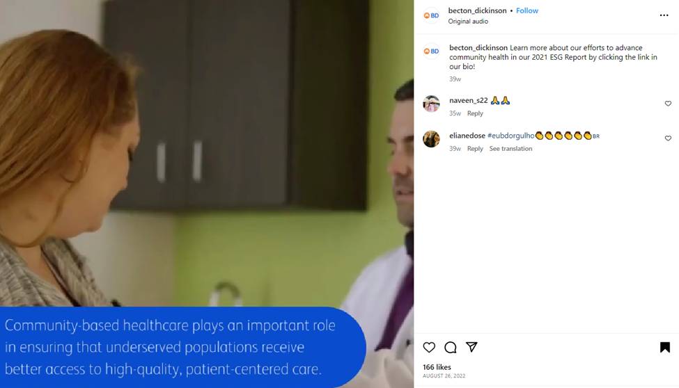 Becton Dickinson Instagram content