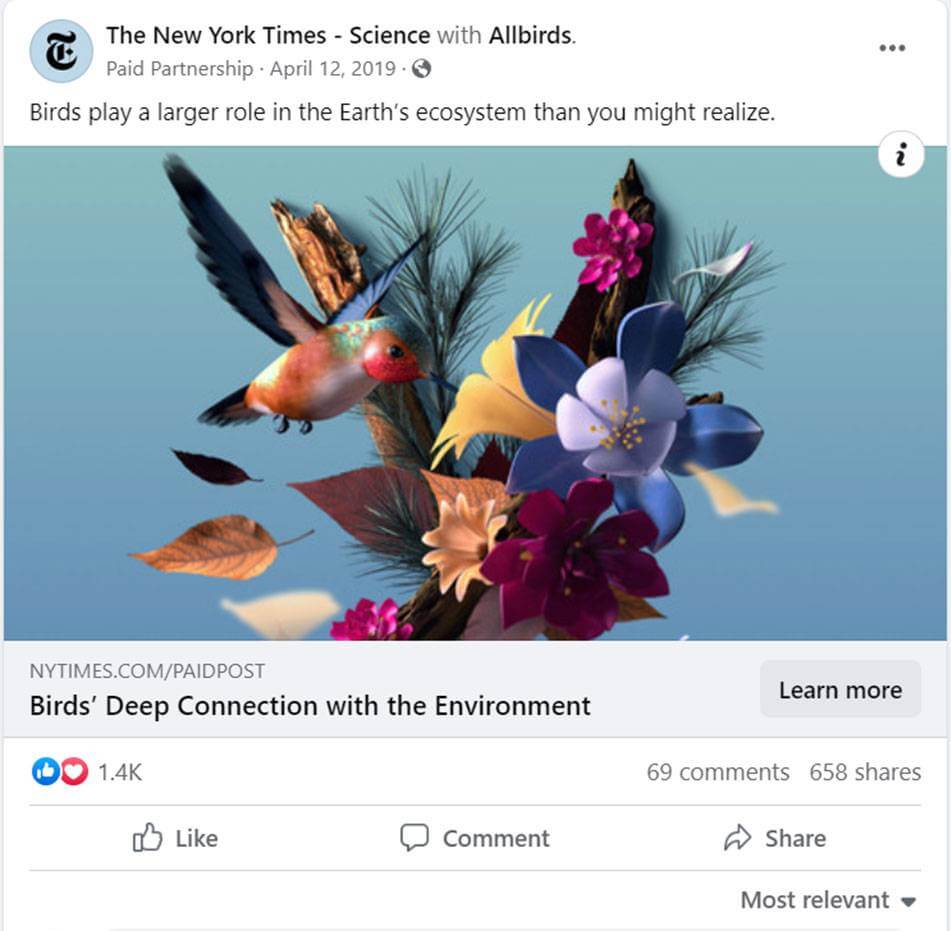 New York Times - Allbirds paid post
