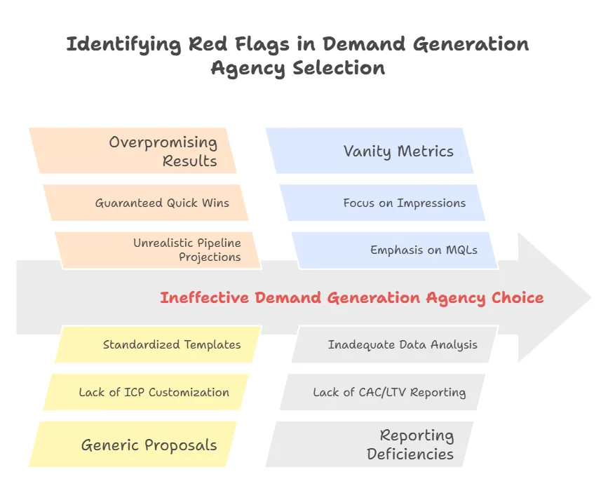Chart highlighting common red flags to avoid when selecting a demand generation agency.