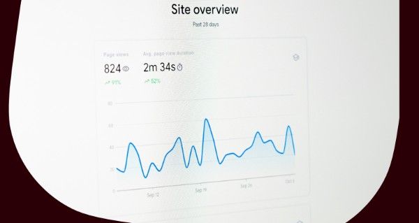 A computer screen displaying a website with a blue and white graph.