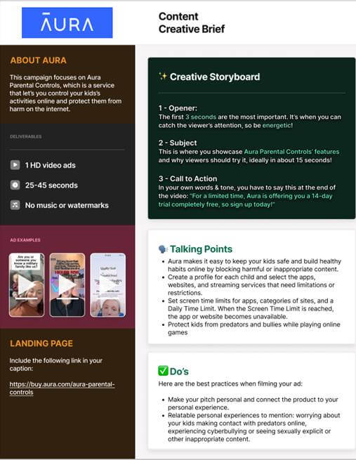 Aura Content Creative Brief