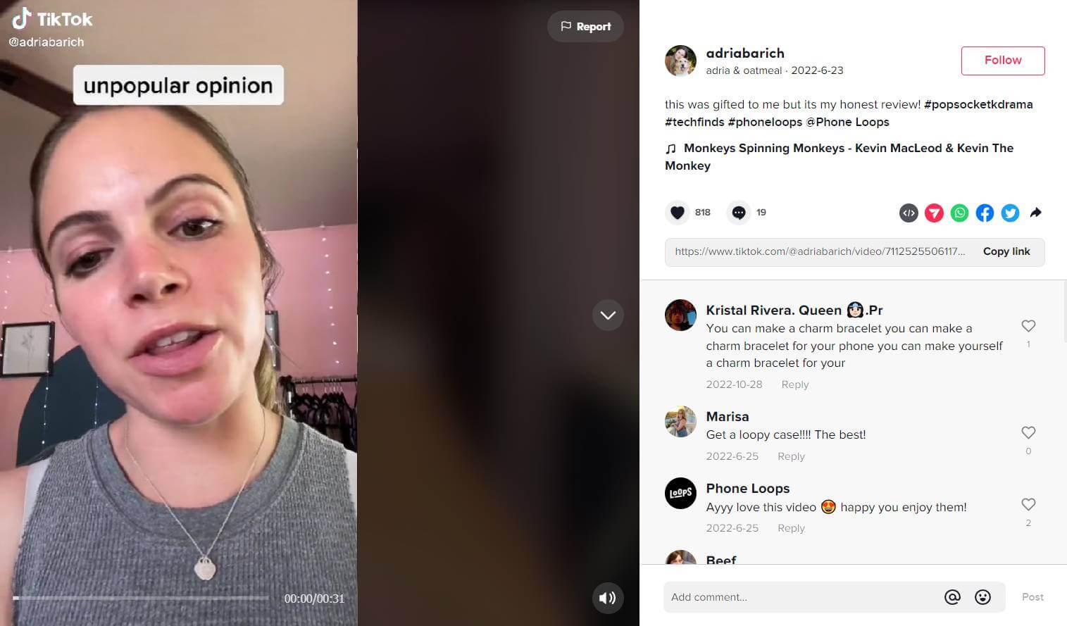 Adria Barich TikTok video