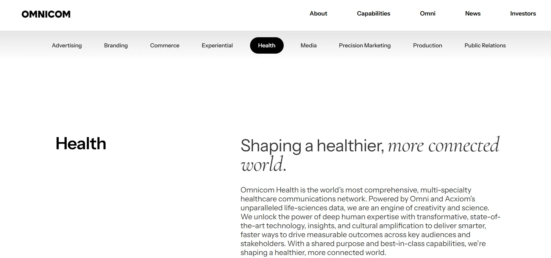 Top healthcare marketing agency: Omnicom Health