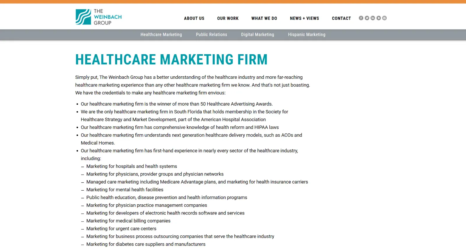 Top healthcare marketing agency: The Weinbach Group