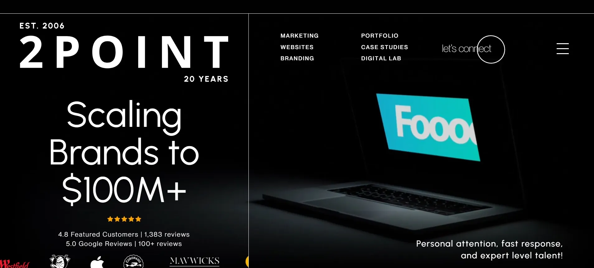 2POINT agency scaling brands with design, branding, and marketing services.