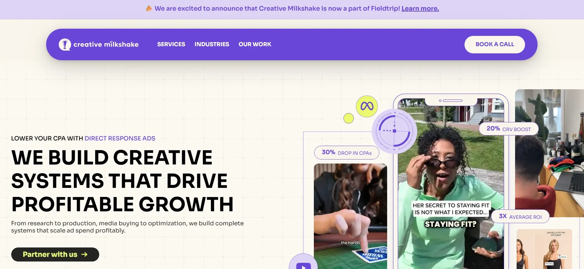 Creative Milkshake builds paid social creative systems for scaling ads.