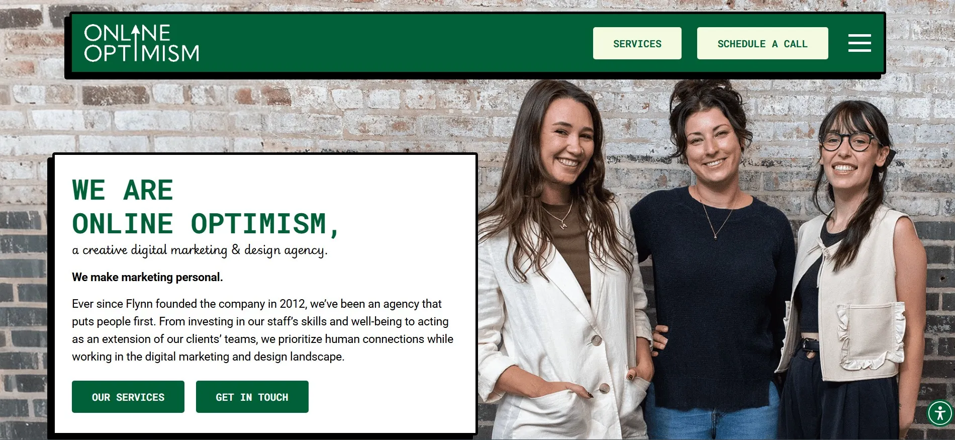 Online Optimism digital agency offering social media and content services.