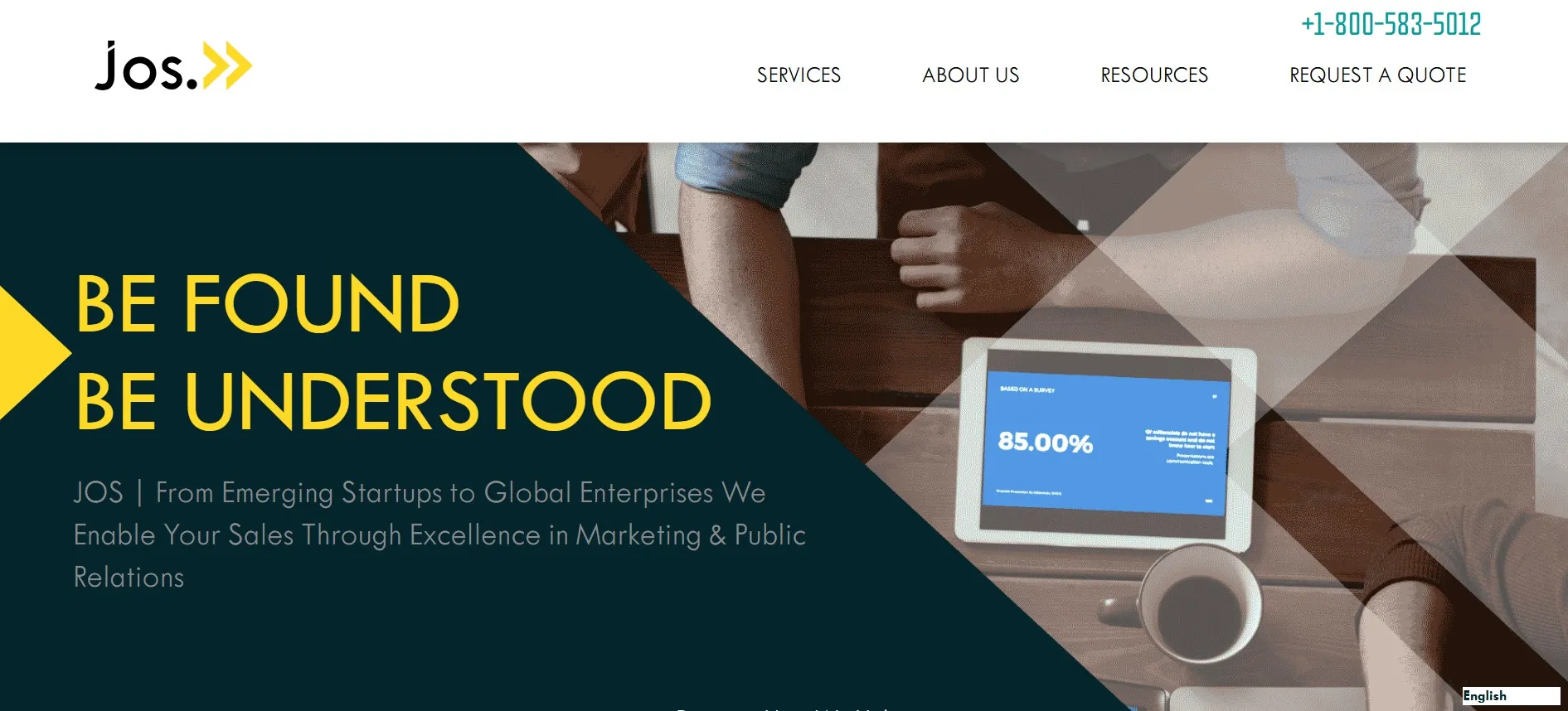 JOS marketing agency offering branding, PR, and digital strategy.