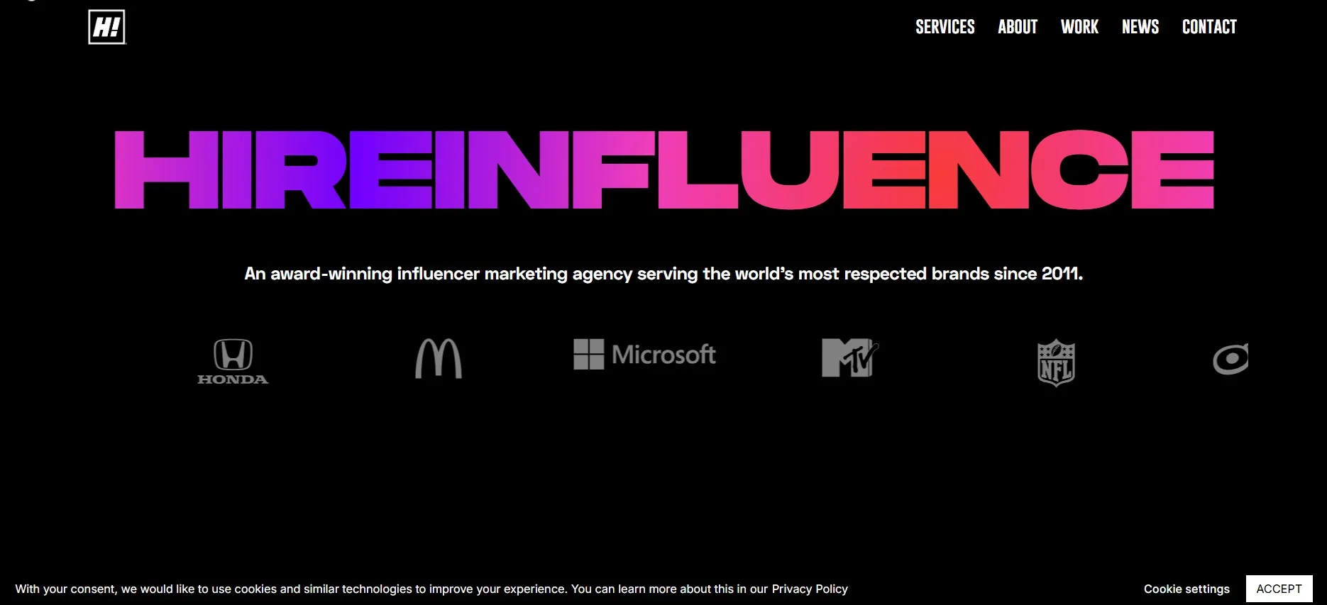 HireInfluence agency running curated influencer campaigns for brands.