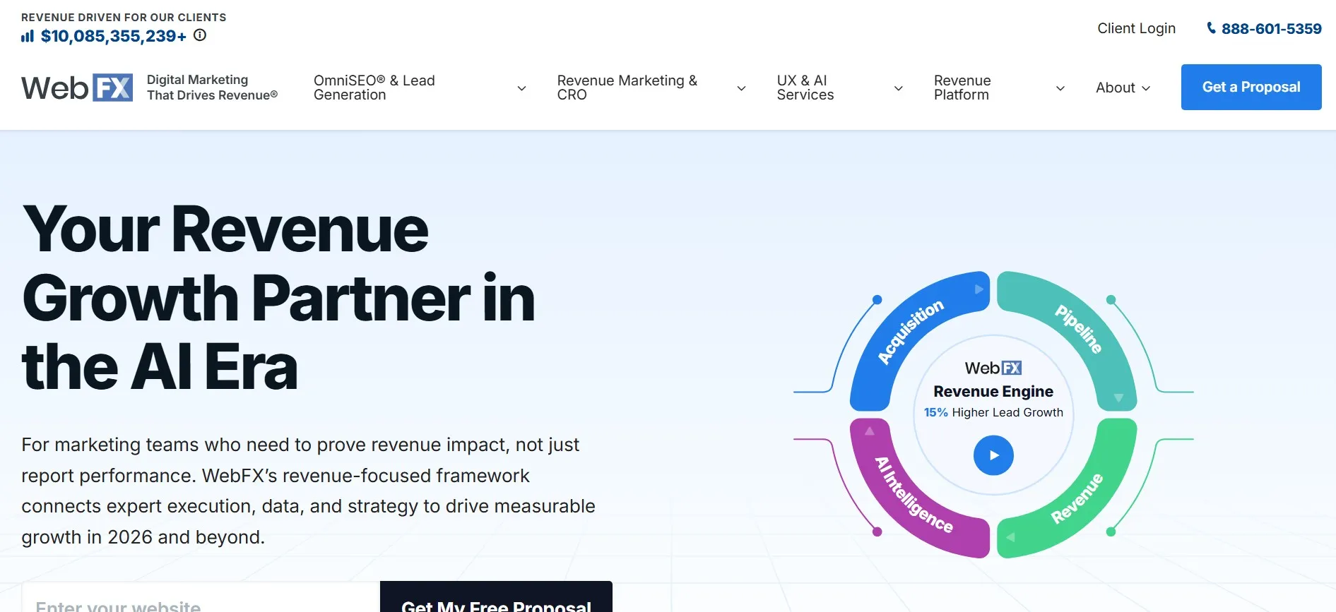 WebFX revenue marketing agency for SEO, CRO, analytics, and lead growth.