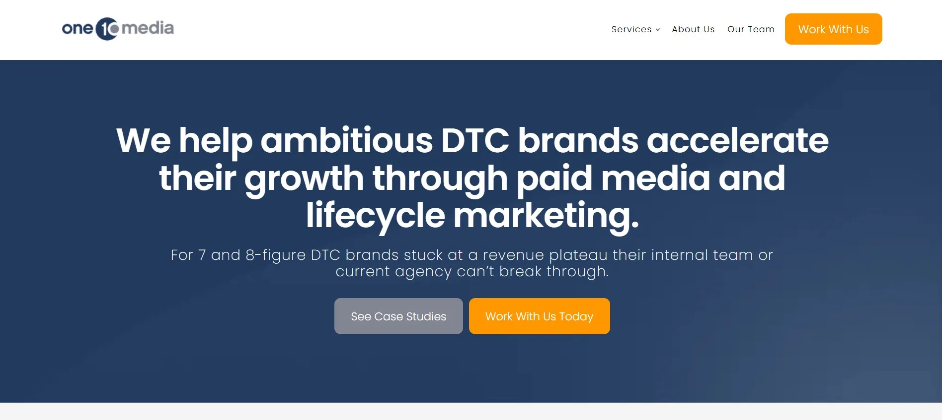 One 10 Media helps DTC brands grow through paid media and lifecycle marketing.