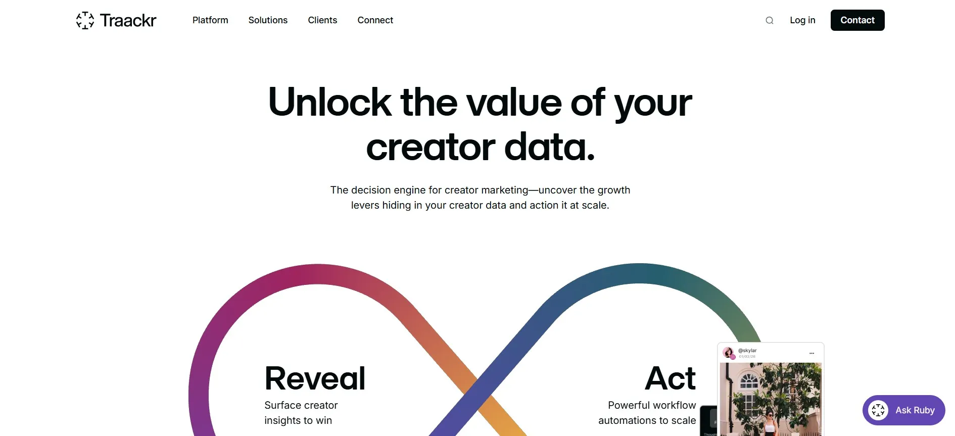 Traackr creator data platform for influencer analytics and campaign management.