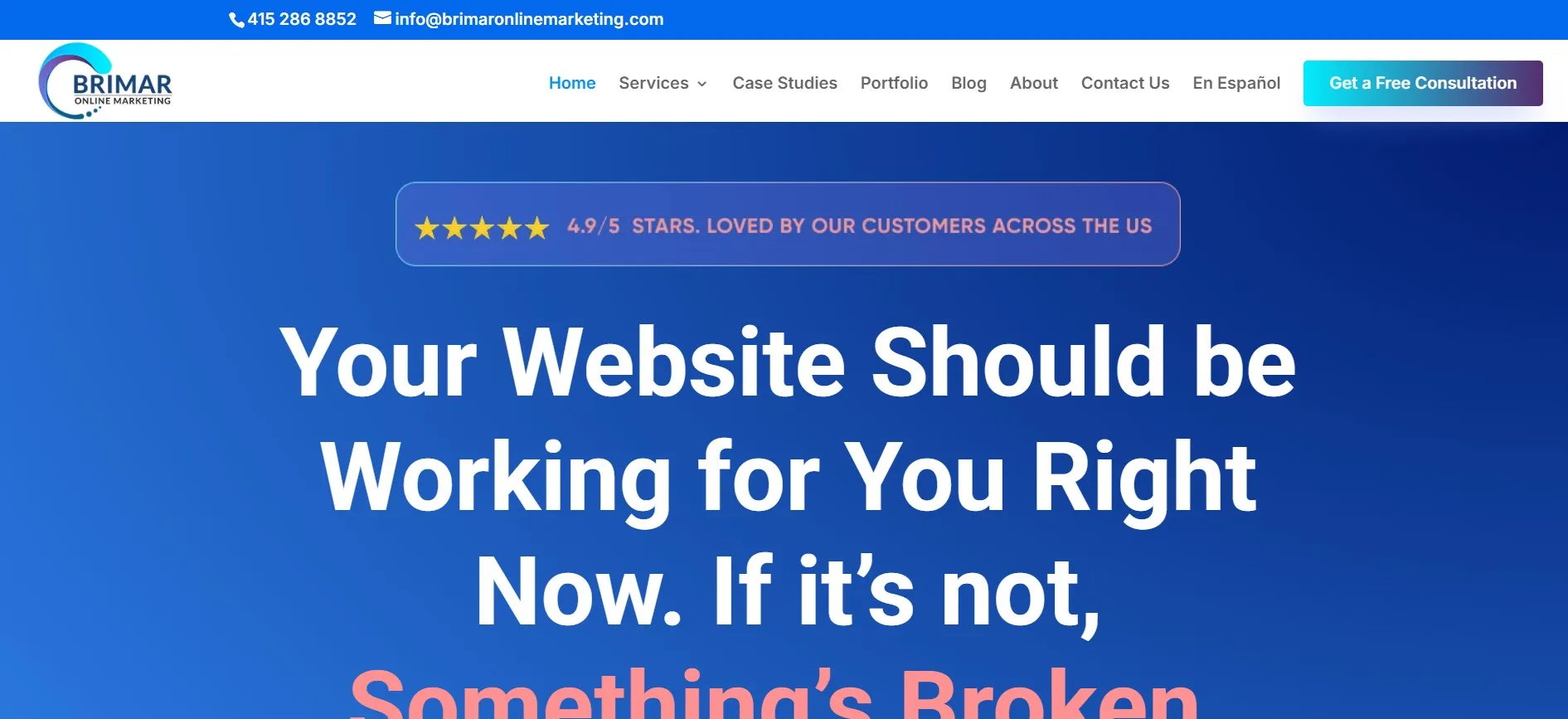 Brimar Online Marketing for local lead generation and website fixes.
